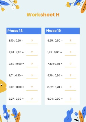 Plantilla de presentación Fichas para división de decimales