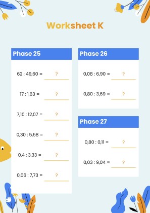 Plantilla de presentación Fichas para división de decimales