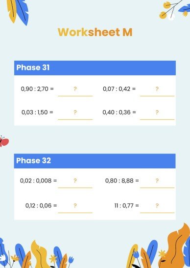 Plantilla de presentación Fichas para división de decimales