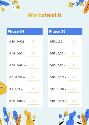 Plantilla de presentación Fichas para división de decimales