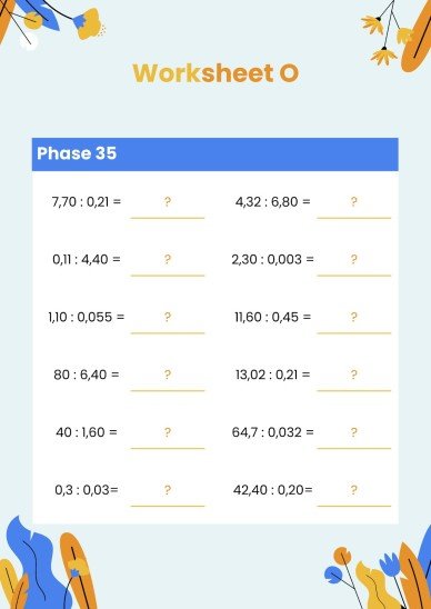 Plantilla de presentación Fichas para división de decimales