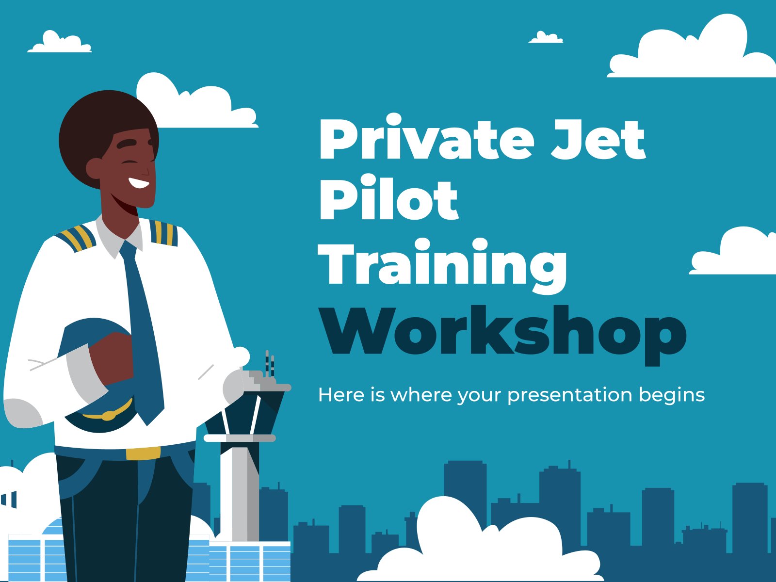 Modelo de apresentação Oficina de treinamento de piloto de jato privado