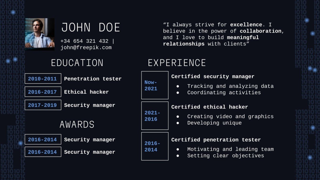 Professional Hacker Portfolio Presentation | Google Slides