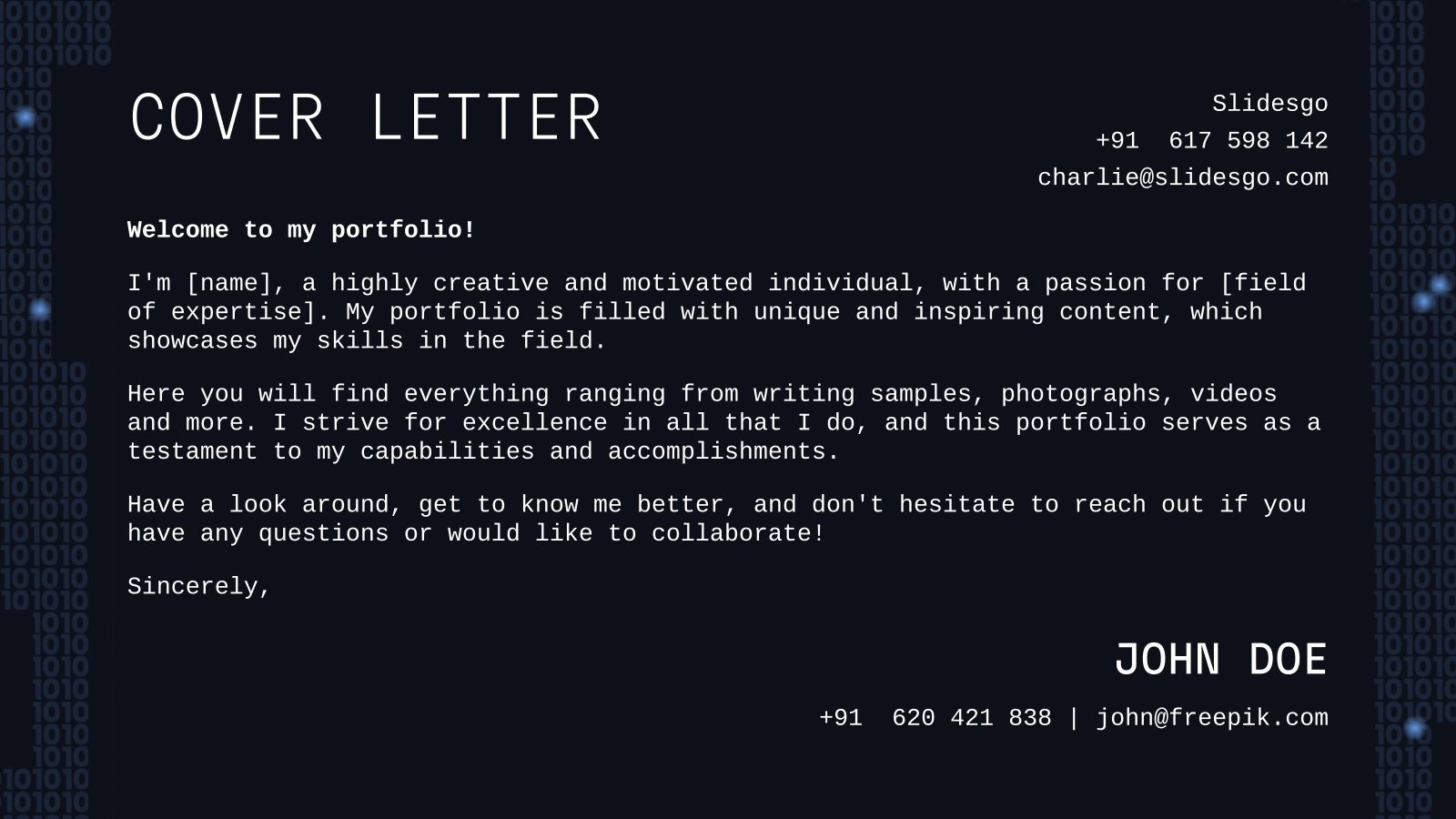 Professional Hacker Portfolio Presentation | Google Slides