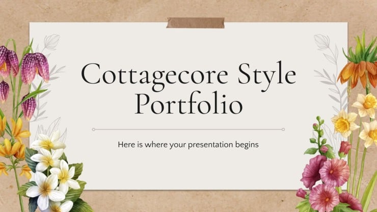 Plantilla de presentación Portafolio de estilo cottagecore