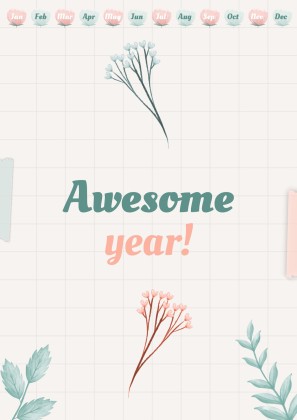 Graph Paper Aesthetic Yearly Planner presentation template 