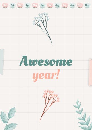 Graph Paper Aesthetic Yearly Planner presentation template 
