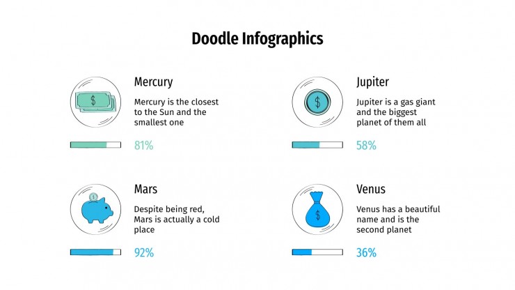 Plantilla de presentación Infografías con doodles