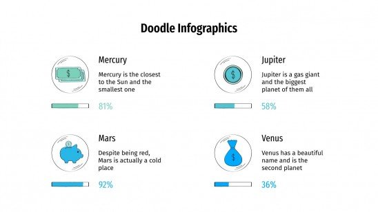 Plantilla de presentación Infografías con doodles