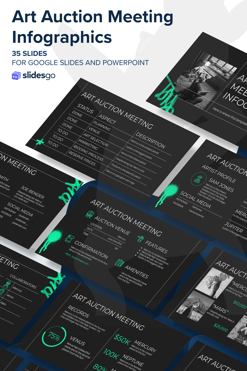 Art Auction Meeting Infographics | Google Slides & PPT