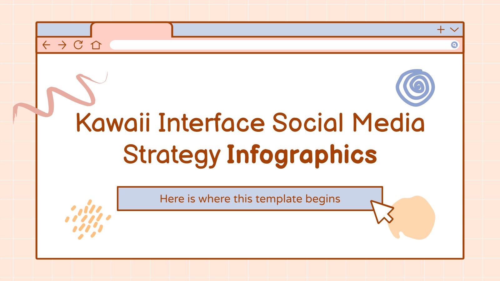 Modelo de apresentação Infográficos para estratégia de mídias sociais com interface kawaii