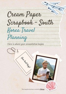Modelo de apresentação Álbum de recortes cor creme: Planejamento de viagem à Coreia do Sul