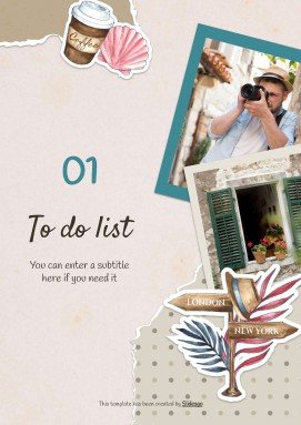 Modelo de apresentação Álbum de recortes cor creme: Planejamento de viagem à Coreia do Sul