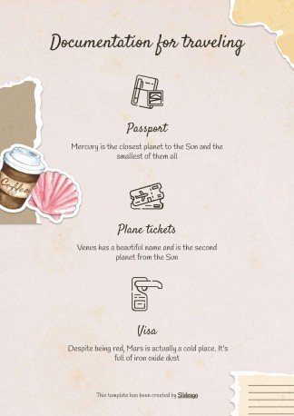 Modelo de apresentação Álbum de recortes cor creme: Planejamento de viagem à Coreia do Sul