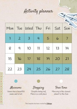 Modelo de apresentação Álbum de recortes cor creme: Planejamento de viagem à Coreia do Sul