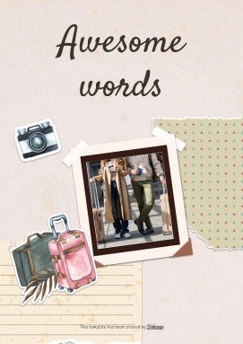 Modelo de apresentação Álbum de recortes cor creme: Planejamento de viagem à Coreia do Sul