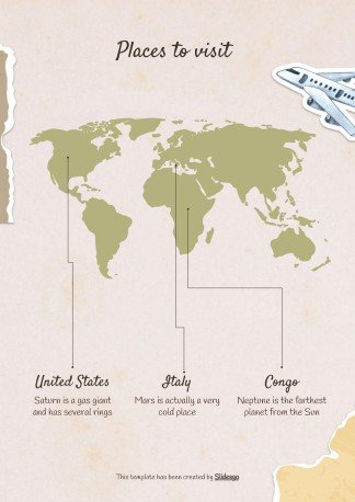 Modelo de apresentação Álbum de recortes cor creme: Planejamento de viagem à Coreia do Sul