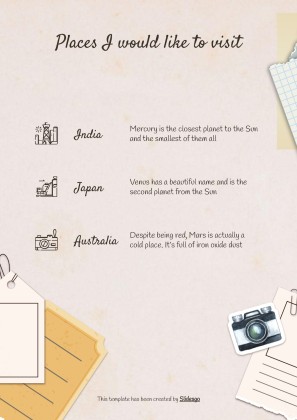 Modelo de apresentação Álbum de recortes cor creme: Planejamento de viagem à Coreia do Sul