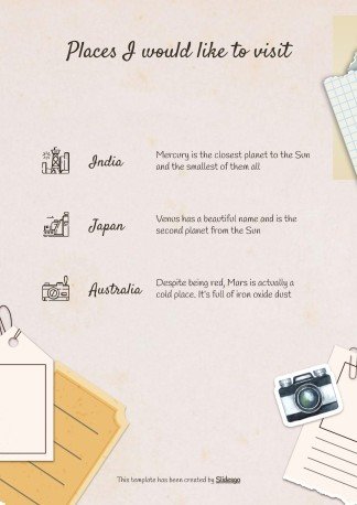 Modelo de apresentação Álbum de recortes cor creme: Planejamento de viagem à Coreia do Sul