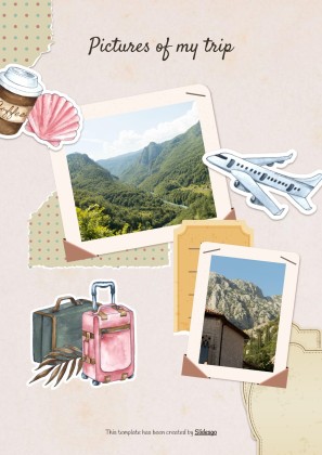 Modelo de apresentação Álbum de recortes cor creme: Planejamento de viagem à Coreia do Sul