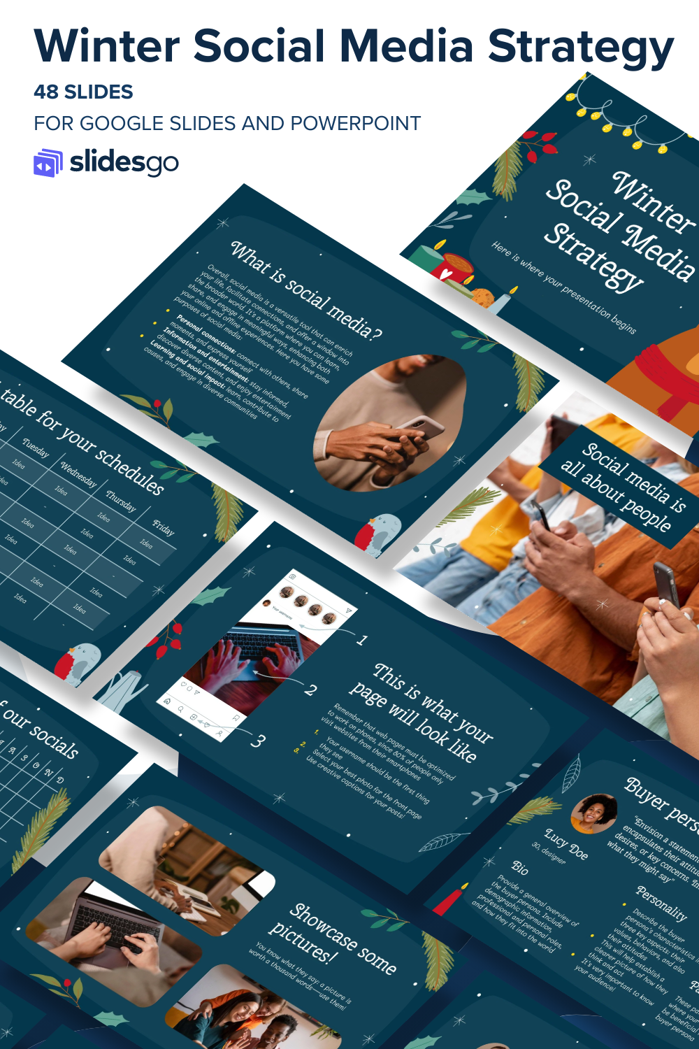 Winter Social Media Strategy | Google Slides & PowerPoint