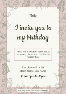 Plantilla de presentación Tarjetas de invitaciones de cumpleaños estilo cottagecore