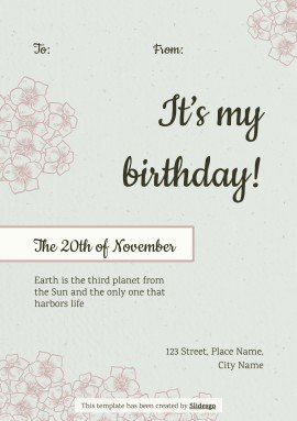 Plantilla de presentación Tarjetas de invitaciones de cumpleaños estilo cottagecore