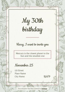 Plantilla de presentación Tarjetas de invitaciones de cumpleaños estilo cottagecore