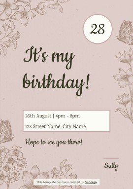 Plantilla de presentación Tarjetas de invitaciones de cumpleaños estilo cottagecore