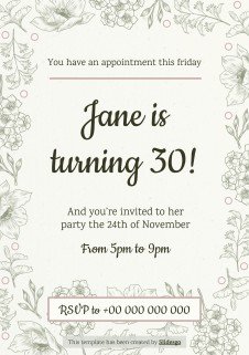 Plantilla de presentación Tarjetas de invitaciones de cumpleaños estilo cottagecore