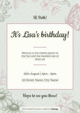 Plantilla de presentación Tarjetas de invitaciones de cumpleaños estilo cottagecore