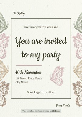 Plantilla de presentación Tarjetas de invitaciones de cumpleaños estilo cottagecore