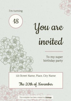 Plantilla de presentación Tarjetas de invitaciones de cumpleaños estilo cottagecore