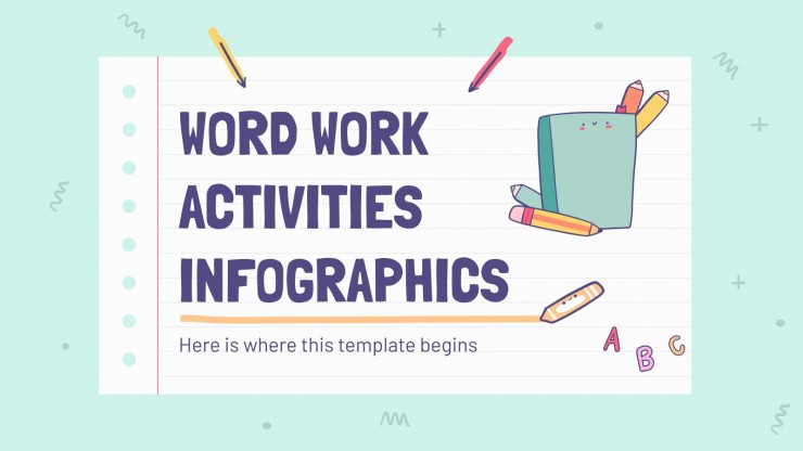 Infographies d\'activités de travail sur les mots