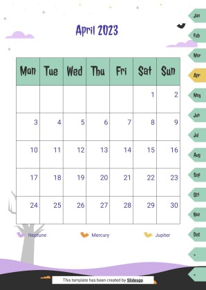 Halloween Cartoon Skeletons Yearly Planner for High School presentation template 