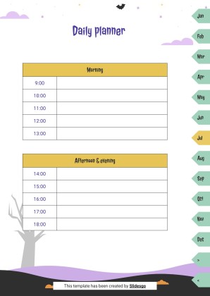 Halloween Cartoon Skeletons Yearly Planner for High School presentation template 