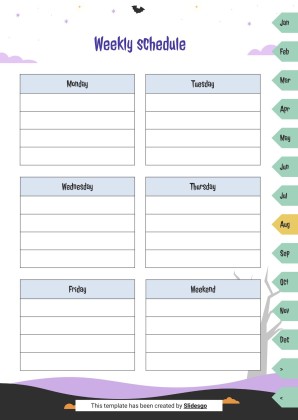 Halloween Cartoon Skeletons Yearly Planner for High School presentation template 