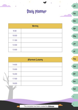 Halloween Cartoon Skeletons Yearly Planner for High School presentation template 