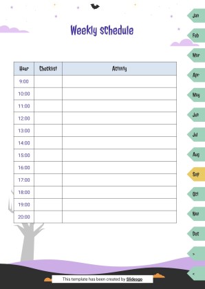 Halloween Cartoon Skeletons Yearly Planner for High School presentation template 