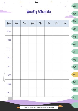 Halloween Cartoon Skeletons Yearly Planner for High School presentation template 