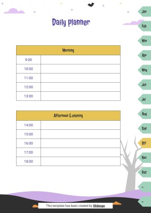 Halloween Cartoon Skeletons Yearly Planner for High School presentation template 