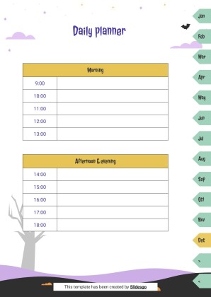 Halloween Cartoon Skeletons Yearly Planner for High School presentation template 