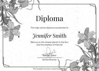 High School Diploma Theme with Floral Borders and Frames presentation template 