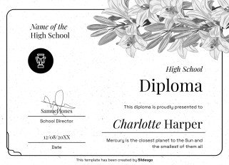 High School Diploma Theme with Floral Borders and Frames presentation template 