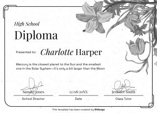High School Diploma Theme with Floral Borders and Frames presentation template 