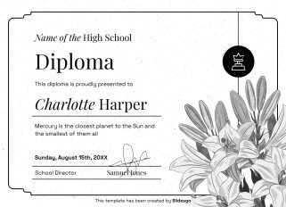 High School Diploma Theme with Floral Borders and Frames presentation template 