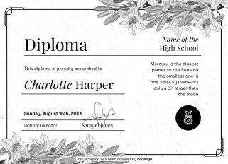 High School Diploma Theme with Floral Borders and Frames presentation template 