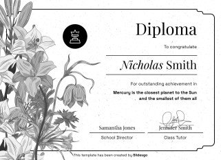 High School Diploma Theme with Floral Borders and Frames presentation template 