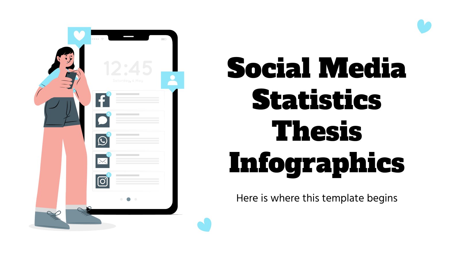 Soziale Medien Statistik Abschlussarbeit Infografiken Präsentationsvorlage