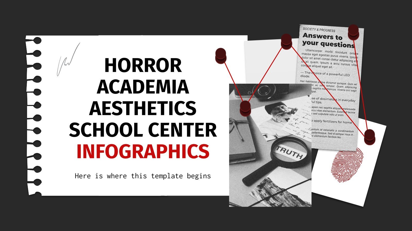 Horror Academia Aesthetics School Center Infographics presentation template 